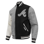 MLB ATLANTA BRAVES REVERSE FRENCH TERRY MEN'S CB WOOL VARSITY JACKET (BLACK/GRAY/EGGSHELL)