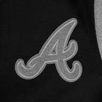 MLB ATLANTA BRAVES REVERSE FRENCH TERRY MEN'S CB WOOL VARSITY JACKET (BLACK/GRAY/EGGSHELL)