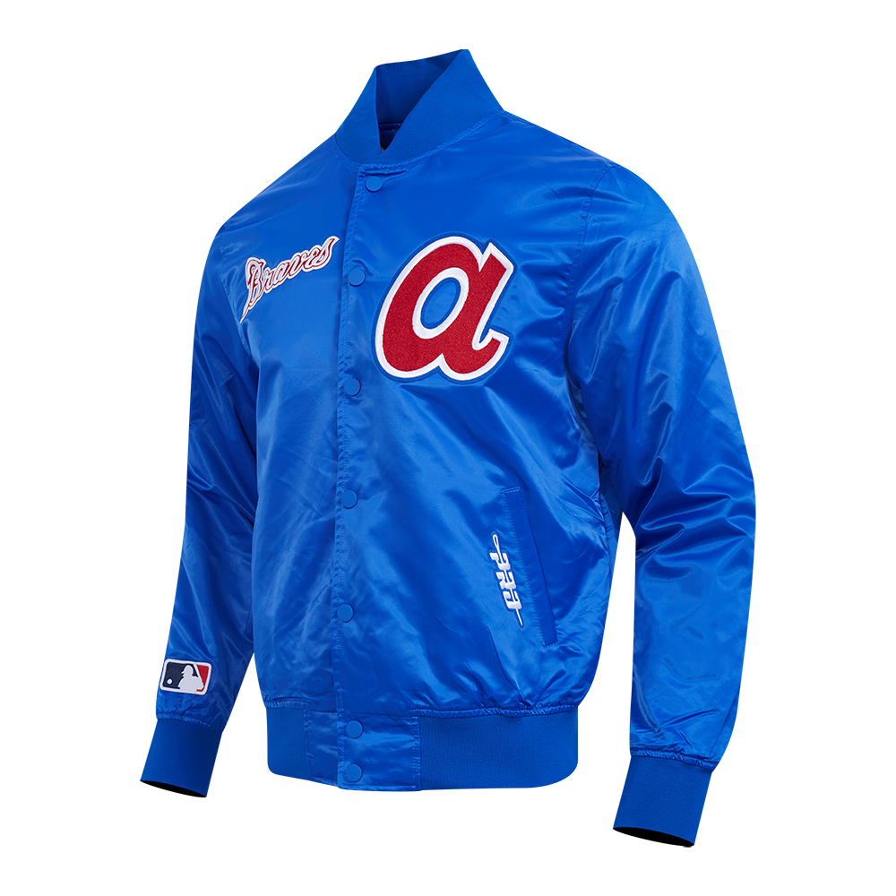 MLB ATLANTA BRAVES SOUVENIR BLOUSON EN SATIN POUR HOMME (BLEU ROYAL)