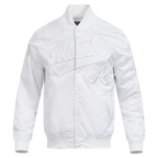 MLB ATLANTA BRAVES WHITE OUT MEN'S SATIN JACKET (WHITE)