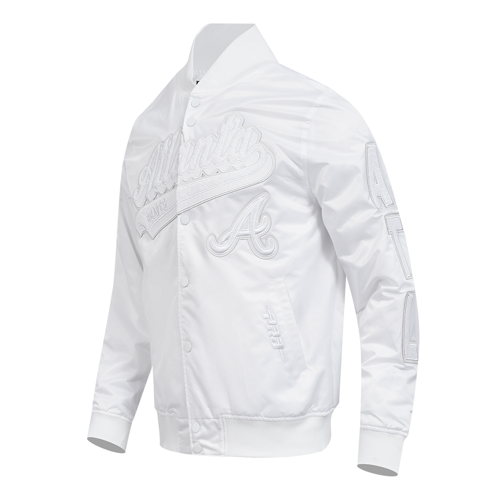 MLB ATLANTA BRAVES WHITE OUT BLOUSON EN SATIN POUR HOMME (BLANC)