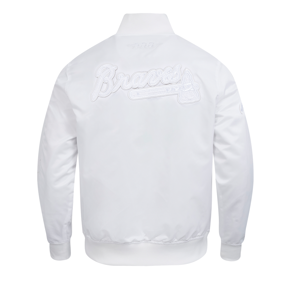 MLB ATLANTA BRAVES WHITE OUT MEN'S SATIN JACKET (WHITE)