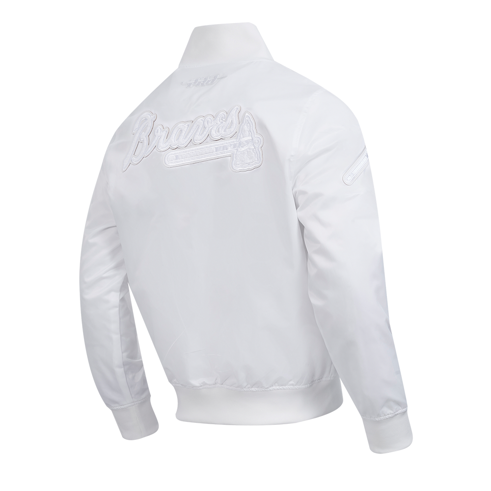MLB ATLANTA BRAVES WHITE OUT MEN'S SATIN JACKET (WHITE)