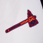 MLB ATLANTA BRAVES TEAM BADGE BLOUSON COLLÉGIAL EN LAINE À BORDS CÔTELÉS POUR HOMME (MARINE MINUIT/ROUGE/MARINE MINUIT)
