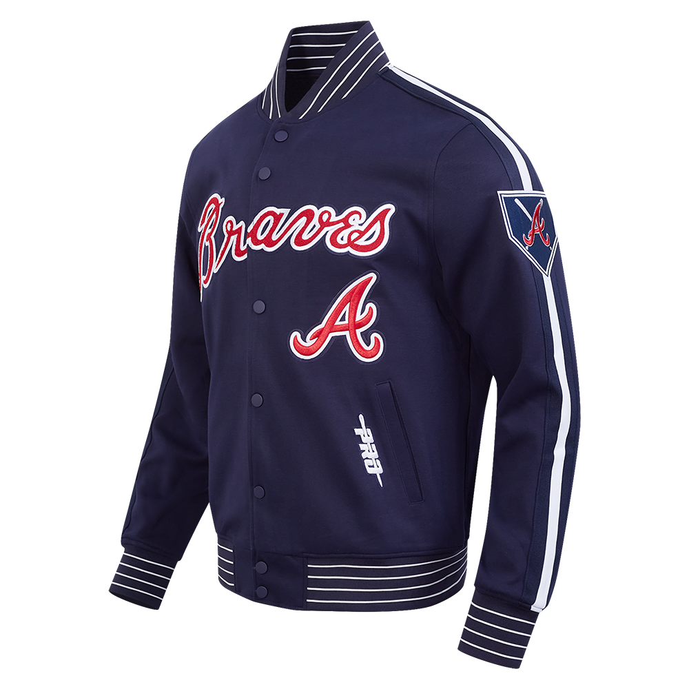 MLB ATLANTA BRAVES CURRENT LOGO PRO GAME DAY MEN'S DK JACKET (MIDNIGHT NAVY/WHITE)