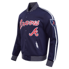 MLB ATLANTA BRAVES CURRENT LOGO PRO GAME DAY MEN'S DK JACKET (MIDNIGHT NAVY/WHITE)