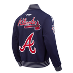 MLB ATLANTA BRAVES CURRENT LOGO PRO GAME DAY MEN'S DK JACKET (MIDNIGHT NAVY/WHITE)