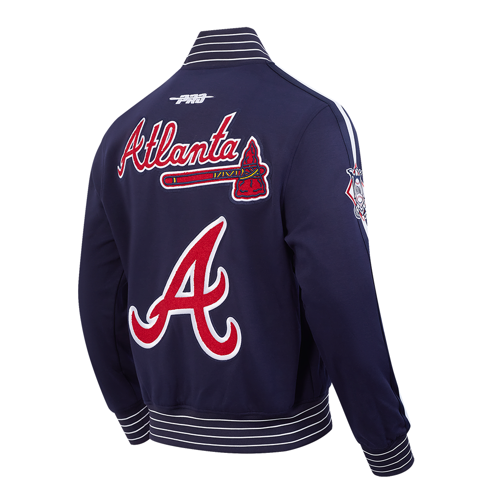 MLB ATLANTA BRAVES CURRENT LOGO PRO GAME DAY MEN'S DK JACKET (MIDNIGHT NAVY/WHITE)