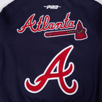 MLB ATLANTA BRAVES CURRENT LOGO PRO GAME DAY MEN'S DK JACKET (MIDNIGHT NAVY/WHITE)