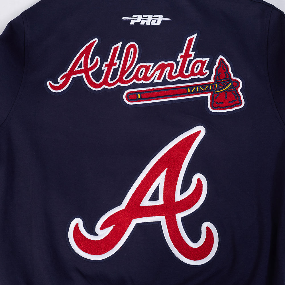 MLB ATLANTA BRAVES CURRENT LOGO PRO GAME DAY MEN'S DK JACKET (MIDNIGHT NAVY/WHITE)