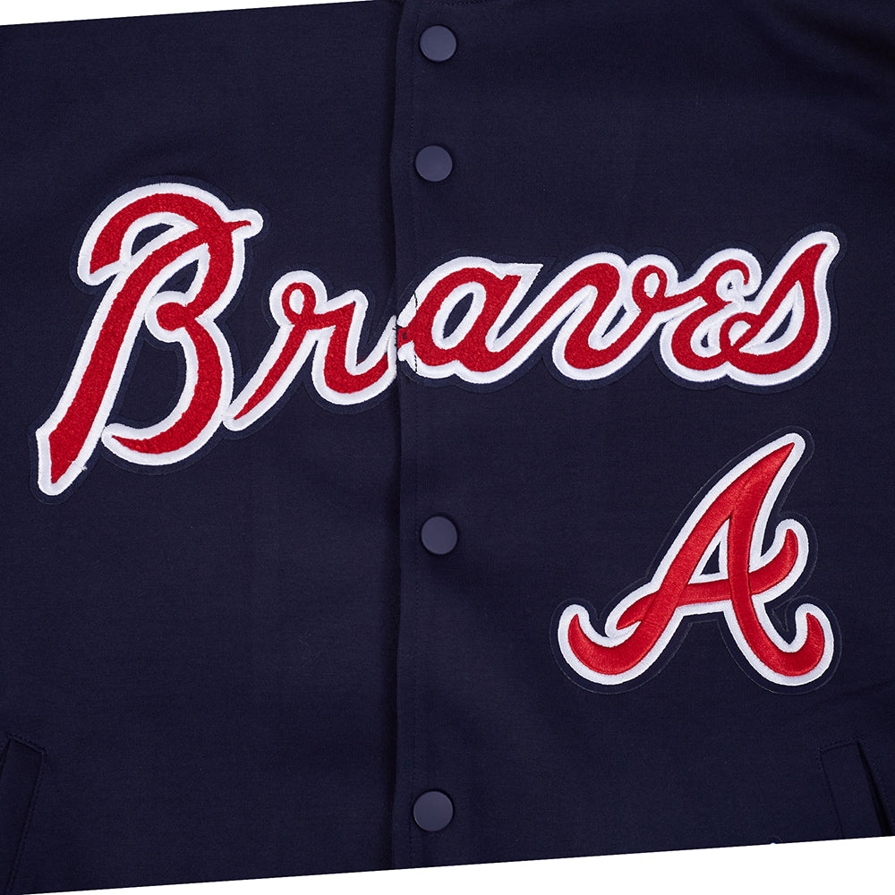 MLB ATLANTA BRAVES CURRENT LOGO PRO GAME DAY MEN'S DK JACKET (MIDNIGHT NAVY/WHITE)