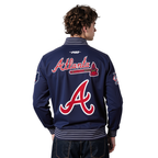 MLB ATLANTA BRAVES CURRENT LOGO PRO GAME DAY MEN'S DK JACKET (MIDNIGHT NAVY/WHITE)