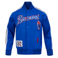 MLB ATLANTA BRAVES BLOUSON PRO GAME DAY EN MAILLE DOUBLE À LOGO COOPERSTOWN POUR HOMME (BLEU ROYAL/BLANC/MARINE MINUIT)