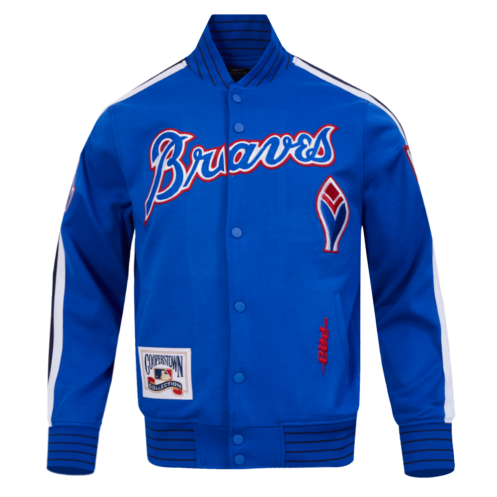 MLB ATLANTA BRAVES COOPERSTOWN LOGO PRO GAME DAY MEN'S DK JACKET (ROYAL BLUE/WHTE/MIDNIGHT NAVY)