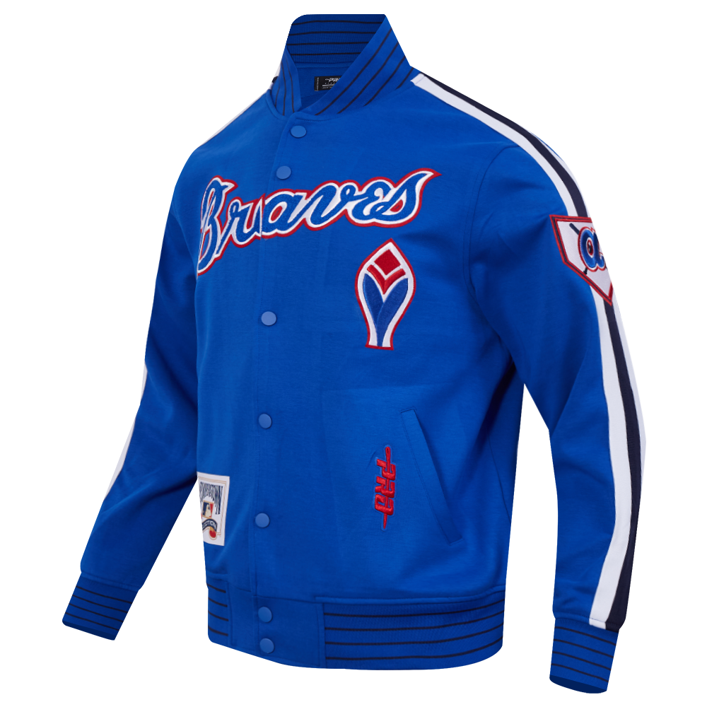 MLB ATLANTA BRAVES COOPERSTOWN LOGO PRO GAME DAY MEN'S DK JACKET (ROYAL BLUE/WHTE/MIDNIGHT NAVY)
