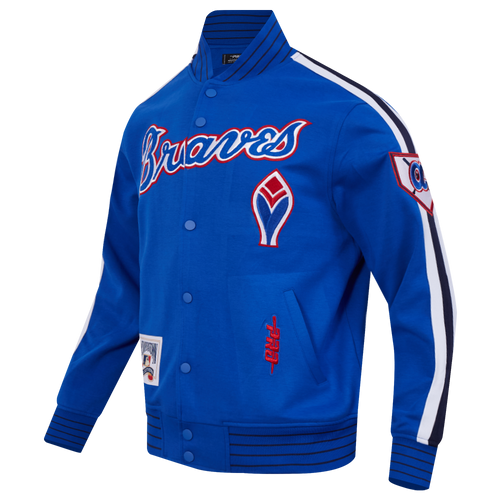 MLB ATLANTA BRAVES COOPERSTOWN LOGO PRO GAME DAY MEN'S DK JACKET (ROYAL BLUE/WHTE/MIDNIGHT NAVY)