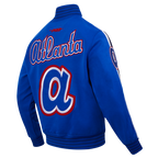 MLB ATLANTA BRAVES BLOUSON PRO GAME DAY EN MAILLE DOUBLE À LOGO COOPERSTOWN POUR HOMME (BLEU ROYAL/BLANC/MARINE MINUIT)
