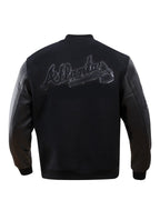 MLB ATLANTA BRAVES TRIPLE BLACK MEN'S VARSITY JACKET (BLACK)