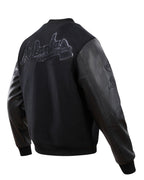 MLB ATLANTA BRAVES TRIPLE BLACK MEN'S VARSITY JACKET (BLACK)