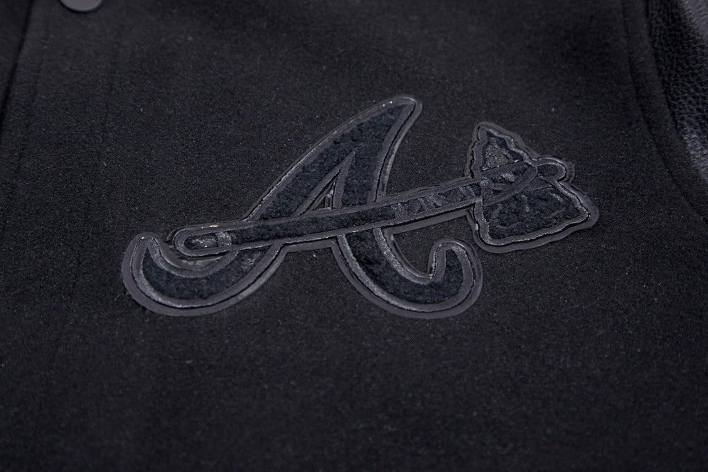 MLB ATLANTA BRAVES TRIPLE BLACK MEN'S VARSITY JACKET (BLACK)