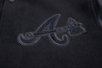MLB ATLANTA BRAVES TRIPLE BLACK MEN'S VARSITY JACKET (BLACK)