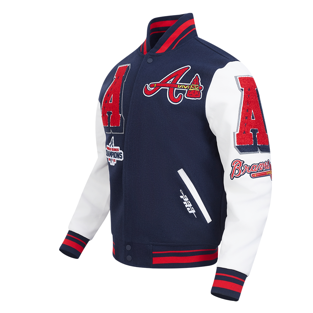 MLB ATLANTA BRAVES MASH UP MEN'S RIB WOOL VARSITY JACKET (MIDNIGHT NAVY/RED/MIDNIGHT NAVY)