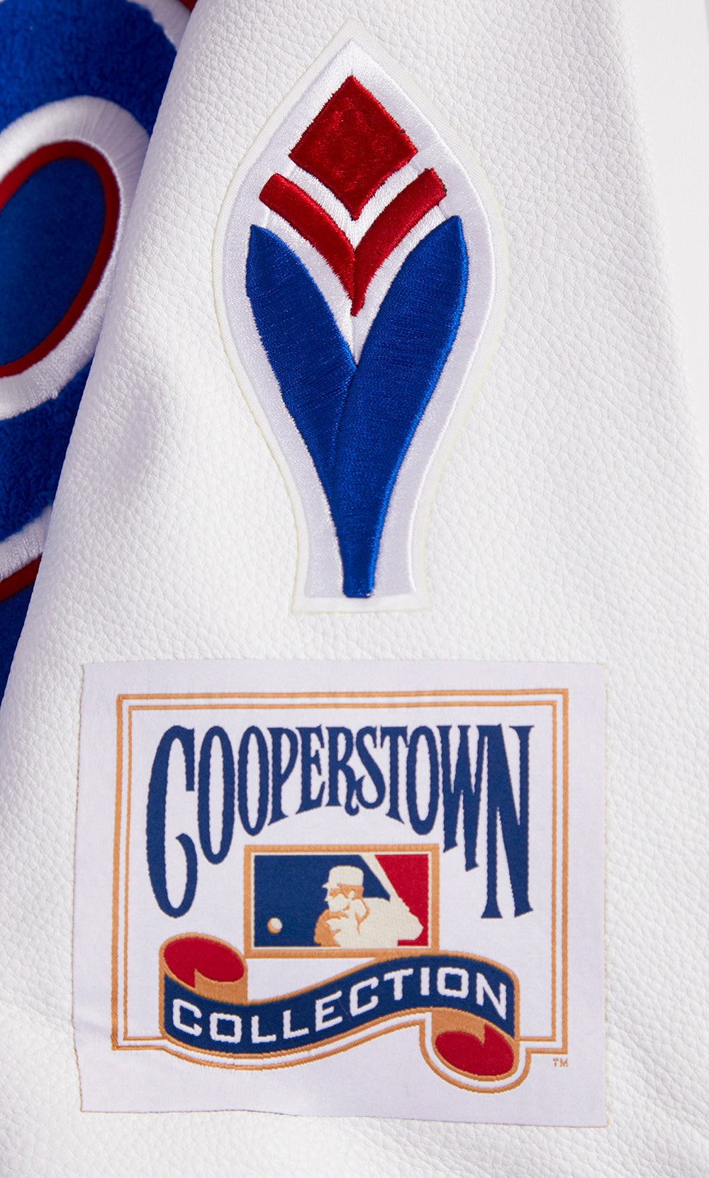 MLB ATLANTA BRAVES RETRO CLASSIC BLOUSON COLLÉGIAL EN LAINE À BORDS CÔTELÉS POUR HOMME (BLEU ROYAL/ROUGE)