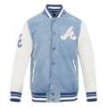 MLB ATLANTA BRAVES VARSITY BLUES MEN'S DENIM VARSITY JACKET (DENIM/LINEN)
