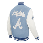 MLB ATLANTA BRAVES VARSITY BLUES MEN'S DENIM VARSITY JACKET (DENIM/LINEN)