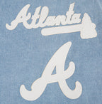 MLB ATLANTA BRAVES VARSITY BLUES MEN'S DENIM VARSITY JACKET (DENIM/LINEN)