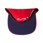 MLB ATLANTA BRAVES OLD ENGLISH CASQUETTE STRAPBACK EN CUIR À SIX PANNEAUX POUR UNISEXE (ROUGE)