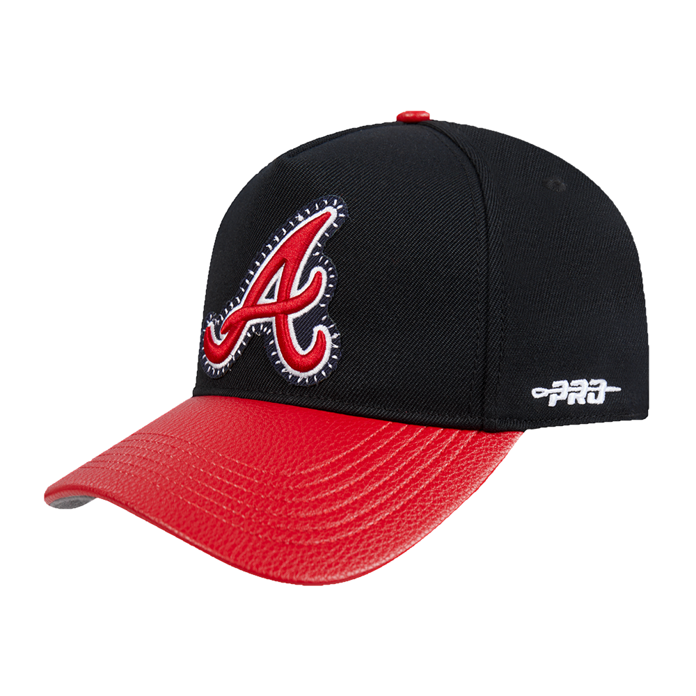 MLB ATLANTA BRAVES DIY PICK STITCH CASQUETTE STRAPBACK EN CUIR À DEVANT PINCÉ (NOIR)