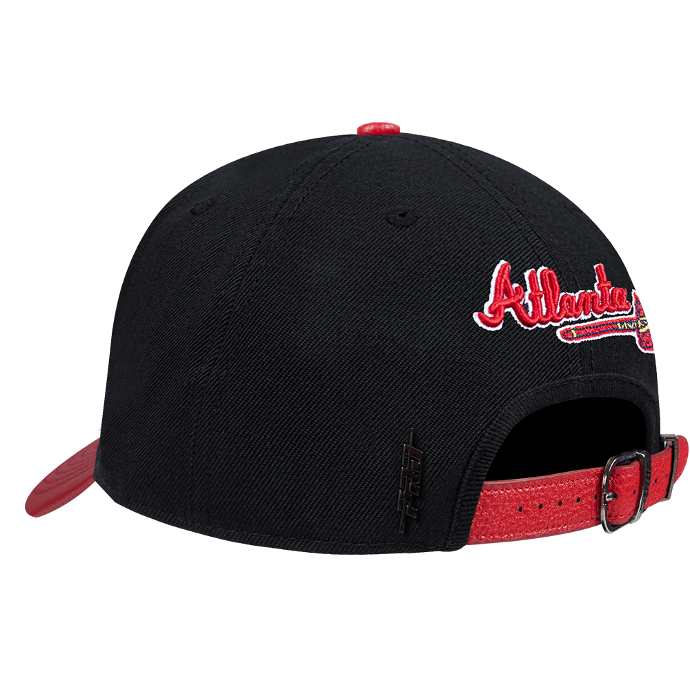 MLB ATLANTA BRAVES DIY PICK STITCH LEATHER PINCH FRONT STRAPBACK (BLACK)