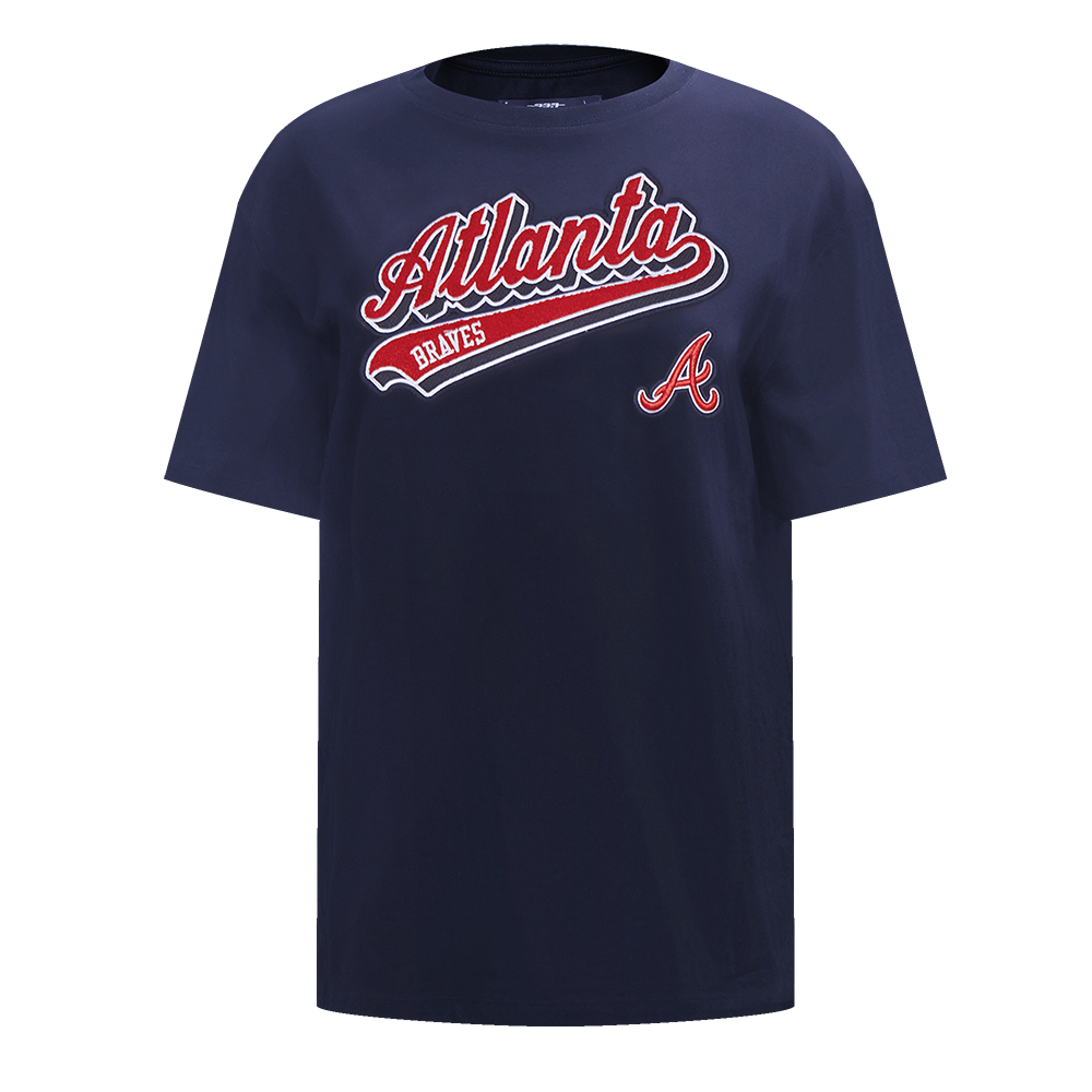 MLB ATLANTA BRAVES SCRIPT TAIL WOMEN'S BOYFRIEND TOP (MIDNIGHT NAVY)