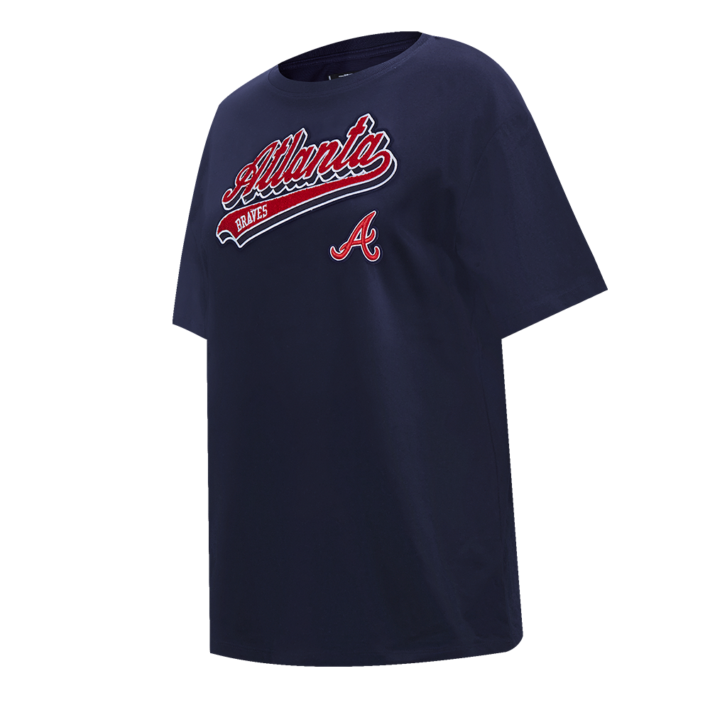 MLB ATLANTA BRAVES SCRIPT TAIL WOMEN'S BOYFRIEND TOP (MIDNIGHT NAVY)