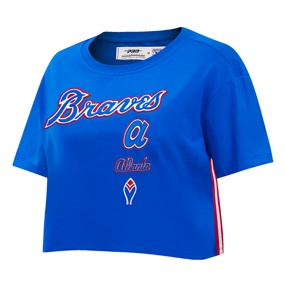 MLB ATLANTA BRAVES RETRO CLASSIC HAUT À COUPE CARRÉE POUR FEMME (BLEU ROYAL)