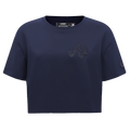 MLB ATLANTA BRAVES TRIPLE TONAL T-SHIRT EN JERSEY SIMPLE À COUPE CARRÉE POUR FEMME (MARINE MINUIT)
