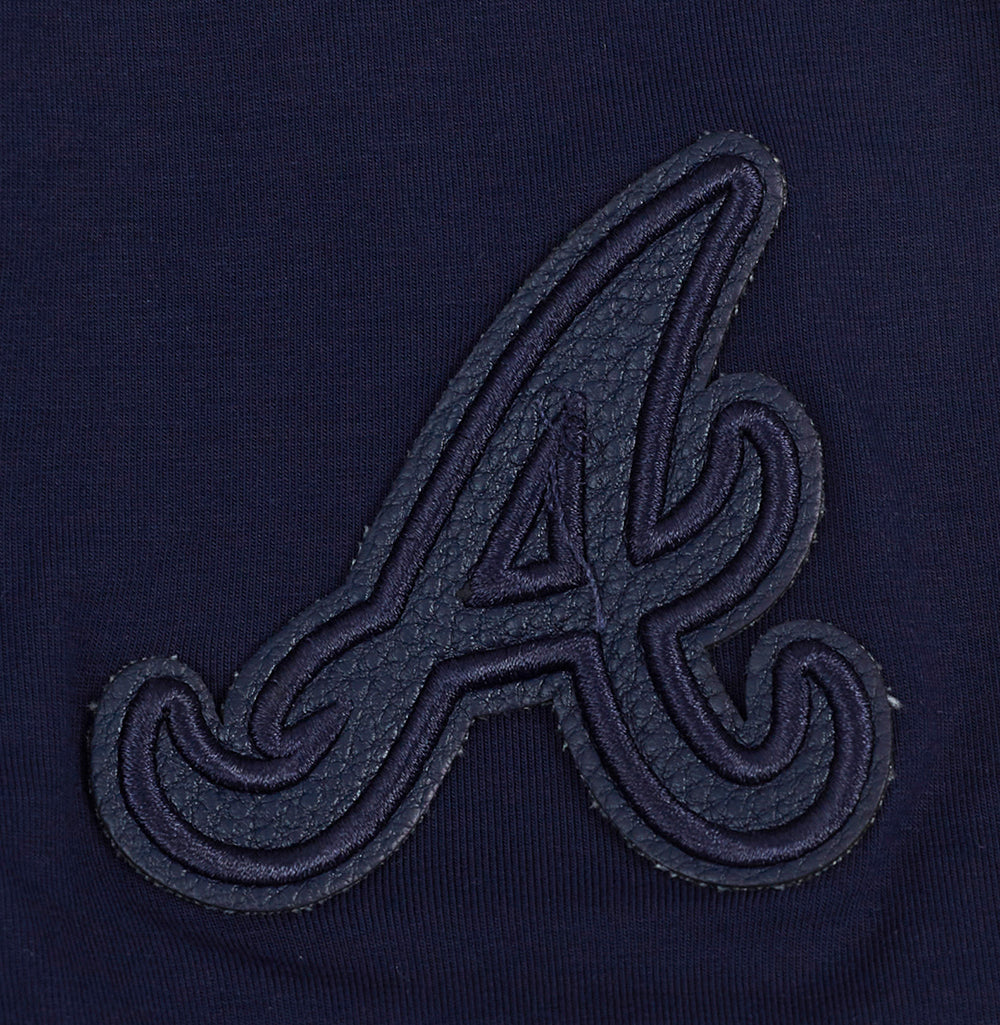 MLB ATLANTA BRAVES TRIPLE TONAL T-SHIRT EN JERSEY SIMPLE À COUPE CARRÉE POUR FEMME (MARINE MINUIT)