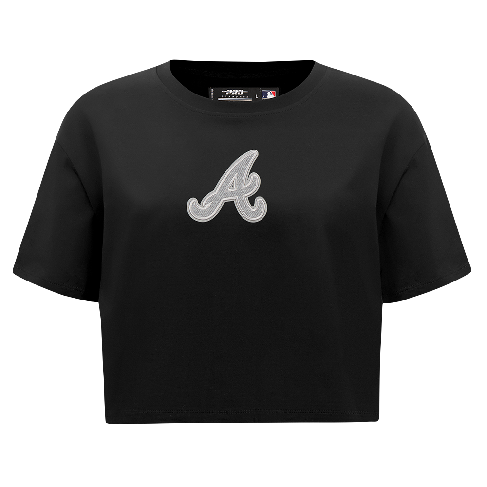 MLB ATLANTA BRAVES REVERSE FRENCH TERRY WOMEN'S SINGLE JERSEY BOXY TOP (BLACK)