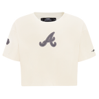 MLB ATLANTA BRAVES REVERSE FRENCH TERRY HAUT EN JERSEY SIMPLE À COUPE CARRÉE POUR FEMME (COQUILLE D'ŒUF)