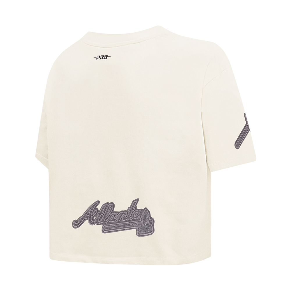 MLB ATLANTA BRAVES REVERSE FRENCH TERRY HAUT EN JERSEY SIMPLE À COUPE CARRÉE POUR FEMME (COQUILLE D'ŒUF)