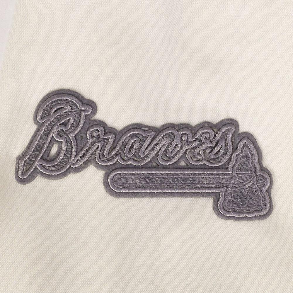 MLB ATLANTA BRAVES REVERSE FRENCH TERRY HAUT EN JERSEY SIMPLE À COUPE CARRÉE POUR FEMME (COQUILLE D'ŒUF)