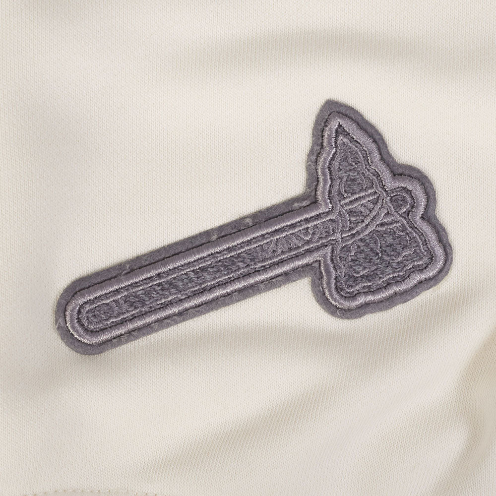 MLB ATLANTA BRAVES REVERSE FRENCH TERRY HAUT EN JERSEY SIMPLE À COUPE CARRÉE POUR FEMME (COQUILLE D'ŒUF)