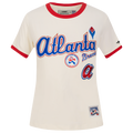 MLB ATLANTA BRAVES RETRO CASCADE HAUT À BORDURES CONTRASTANTES POUR FEMME (COQUILLE D'ŒUF/ROUGE)