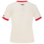 MLB ATLANTA BRAVES RETRO CASCADE HAUT À BORDURES CONTRASTANTES POUR FEMME (COQUILLE D'ŒUF/ROUGE)