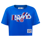 MLB ATLANTA BRAVES RETRO ELEVATION WOMEN'S SINGLE JERSEY BOXY TOP (ROYAL BLUE)
