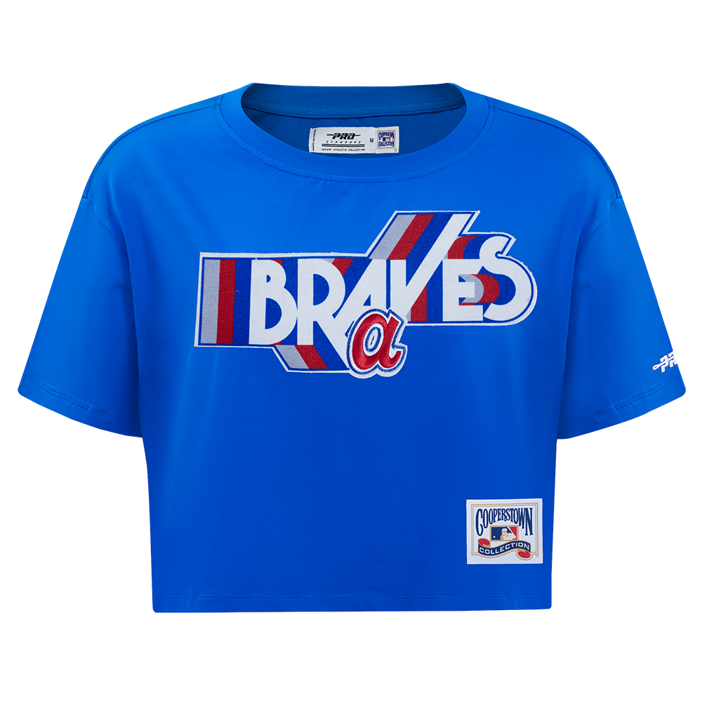 MLB ATLANTA BRAVES RETRO ELEVATION WOMEN'S SINGLE JERSEY BOXY TOP (ROYAL BLUE)