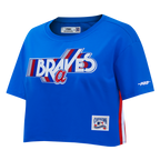 MLB ATLANTA BRAVES RETRO ELEVATION WOMEN'S SINGLE JERSEY BOXY TOP (ROYAL BLUE)