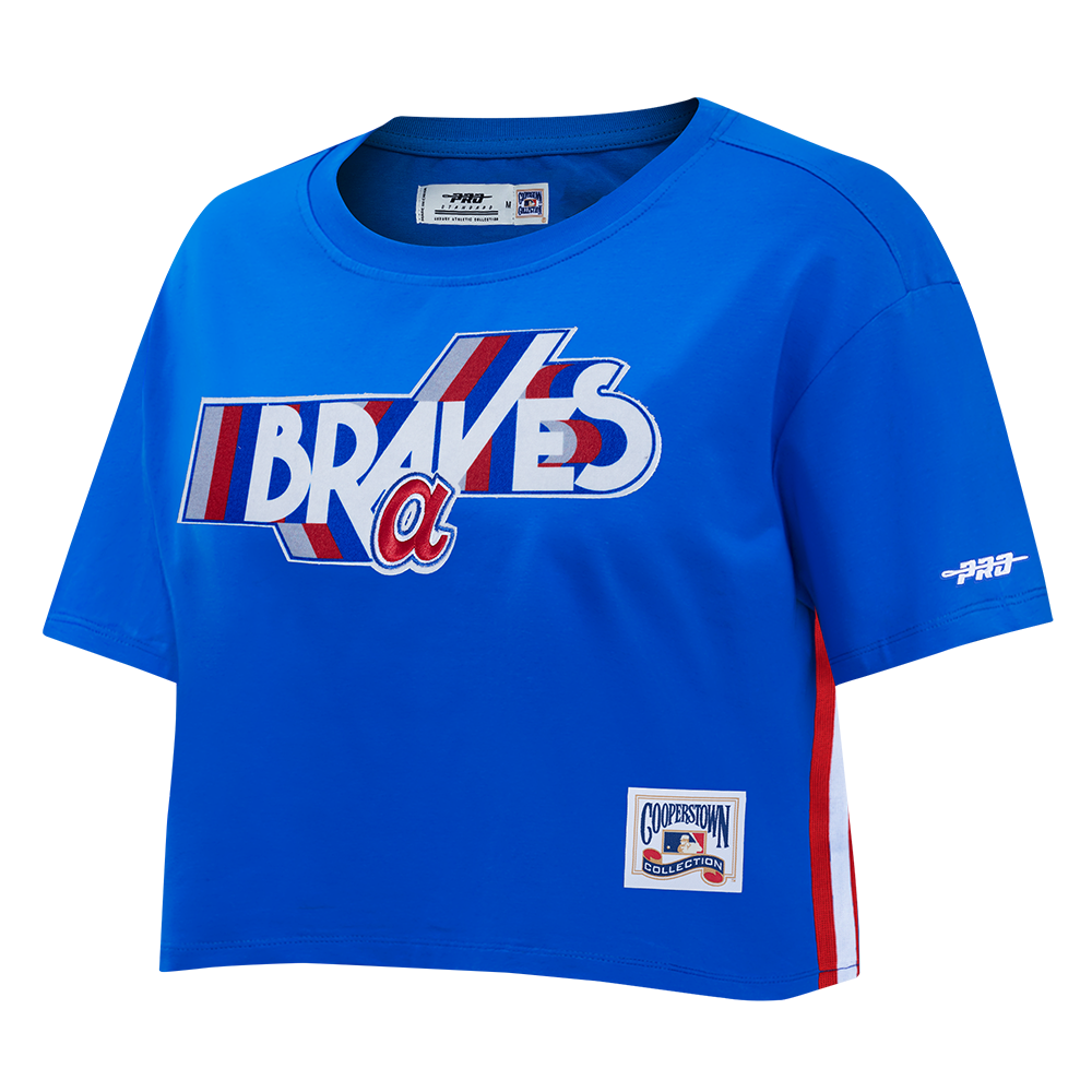 MLB ATLANTA BRAVES RETRO ELEVATION WOMEN'S SINGLE JERSEY BOXY TOP (ROYAL BLUE)