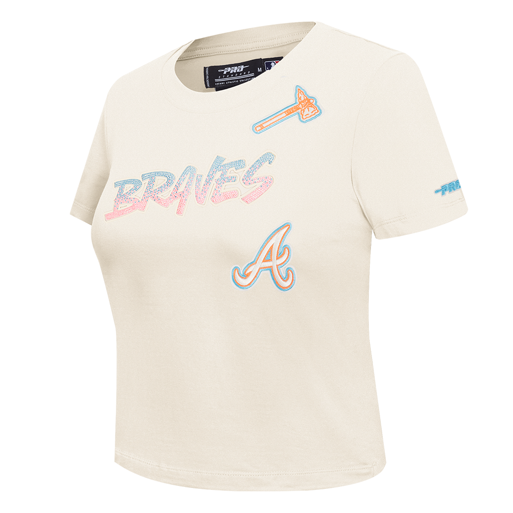 MLB ATLANTA BRAVES HIGH IMPACT WOMEN'S BABY DOLL TOP (EGGSHELL)